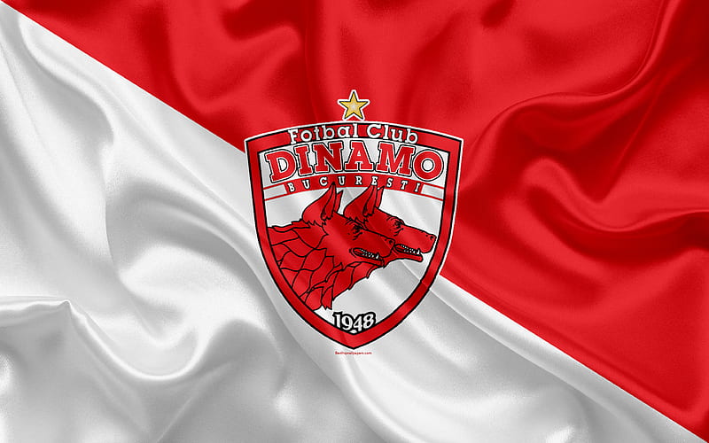 FC Dinamo Bucuresti Hungarian football club, logo, grunge, stone texture, NB I, Hungarian football league, emblem, Bucharest, Romania, HD wallpaper