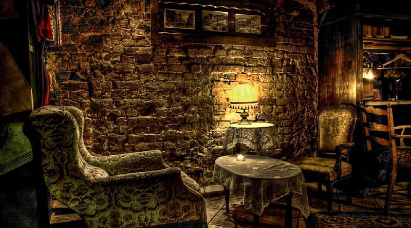 Dark old sitting room r, bricks, house, dark, chairs, r, old, HD wallpaper  | Peakpx