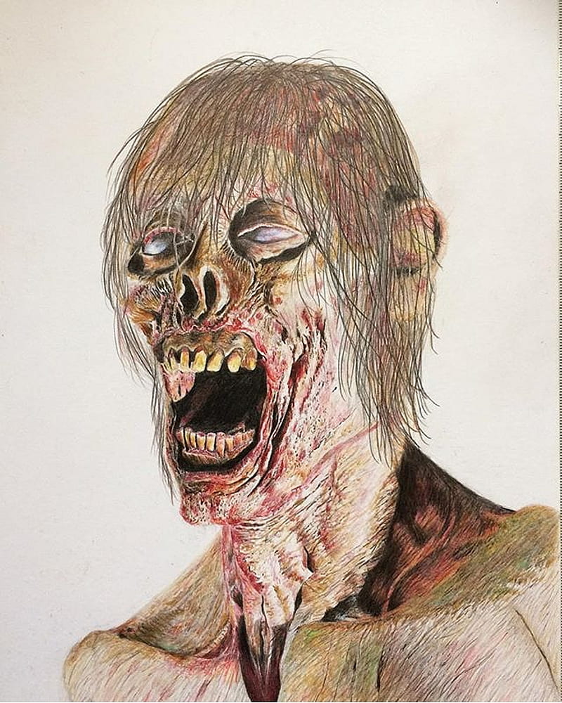 undead, art, corpse, dead, die, drawing, fear, horror, scary, zombie, HD phone wallpaper