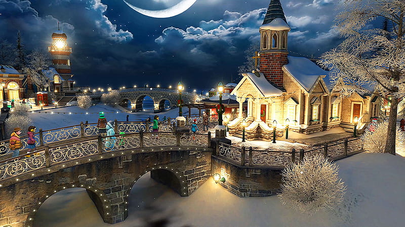 Snow Village 3D screensaver – Enjoy the magic season with a whole village!, Snow Village Christmas, HD wallpaper