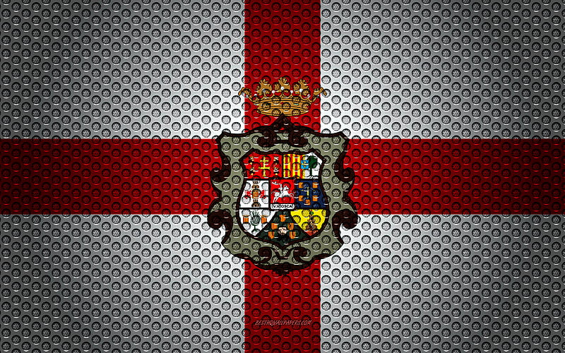 Flag of Huesca creative art, metal mesh texture, Huesca flag, national symbol, provinces of Spain, Huesca, Spain, Europe, HD wallpaper