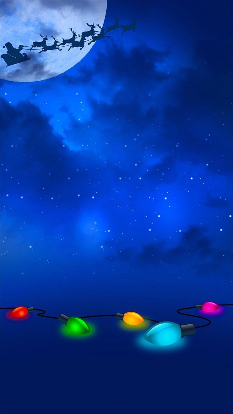 Christmas lights, christmas, colorful, deer, lights, moon, santa, HD phone  wallpaper | Peakpx