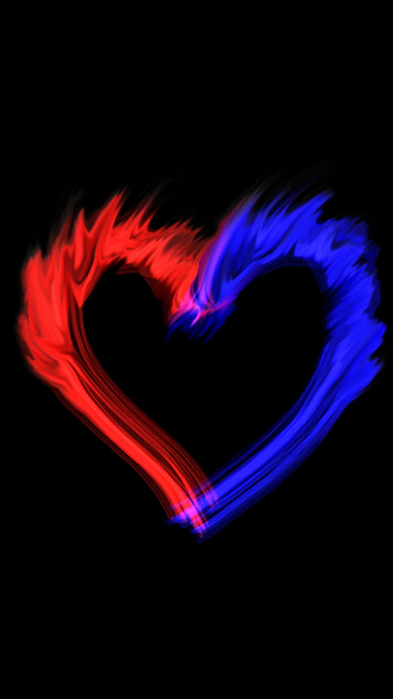 Red blue heart, black, dark, drawing, love, loveurhunny, patteren ...
