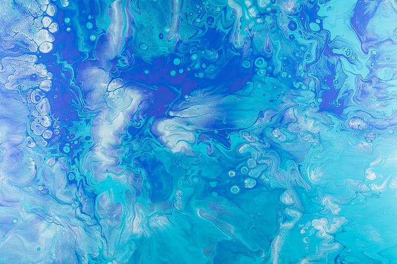 paint, liquid, fluid art, stains, spots, blue, HD wallpaper
