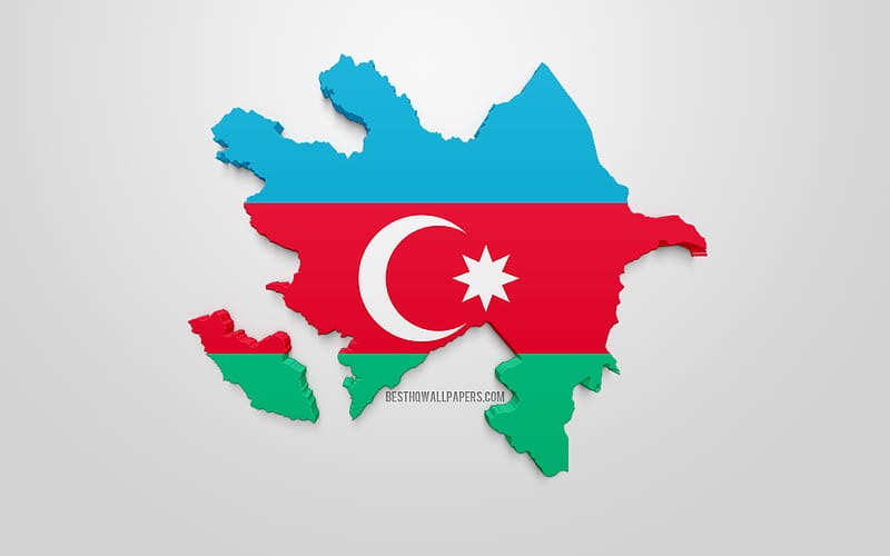 3d flag of Azerbaijan, map silhouette of Azerbaijan, 3d art, Azerbaijan flag, Asia, Azerbaijan, geography, Azerbaijan 3d silhouette, HD wallpaper