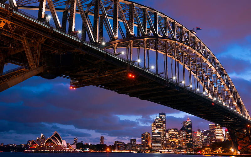 Harbour Bridge, Sydney Opera House, night, Australia, Sydney, HD wallpaper