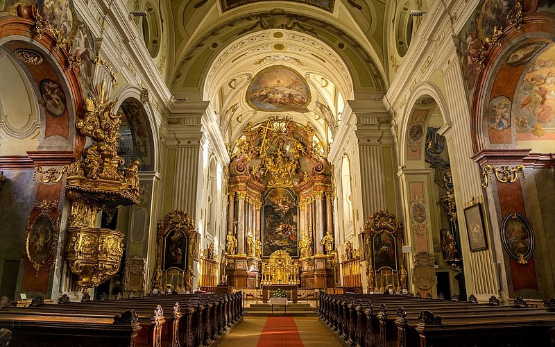 Cathedral in Lower Austria, interior, church, altar, cathedral, Austria, HD wallpaper