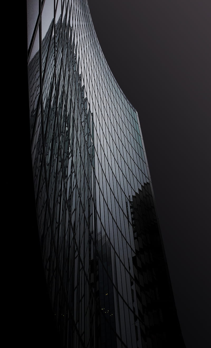 building, facade, glass, reflection, dark, HD phone wallpaper