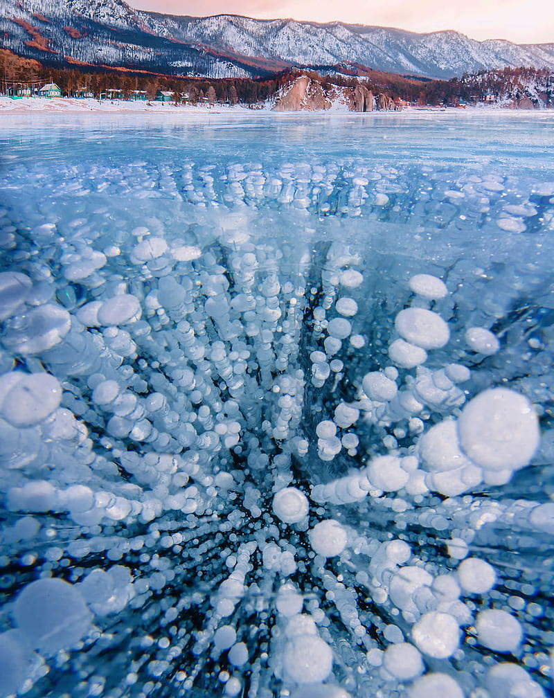 Frozen Methane Bubbles and 10 More Stunning of Lake Baikal in Russia, HD phone wallpaper