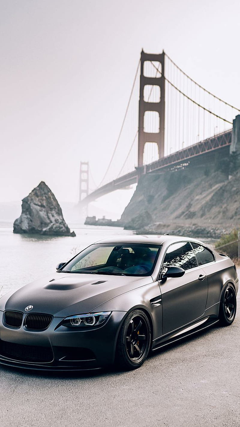 Cali Beamer, bmw, m3, black, car, supercar, sports, america, new, bridge, HD phone wallpaper