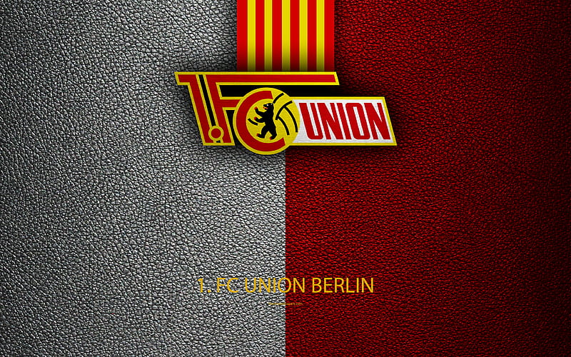 Union Berlin FC, logo leather texture, German football club, Berlin, Germany, Bundesliga 2, second division, football, HD wallpaper