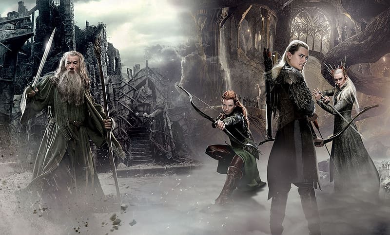 The Hobbit: The Desolation of Smaug 2013, elf, legolas, afis, gandalf, poster, wizard, the hobbit, lotr, the desolation of smaug, fantasy, tauriel, movie, thranduil, HD wallpaper