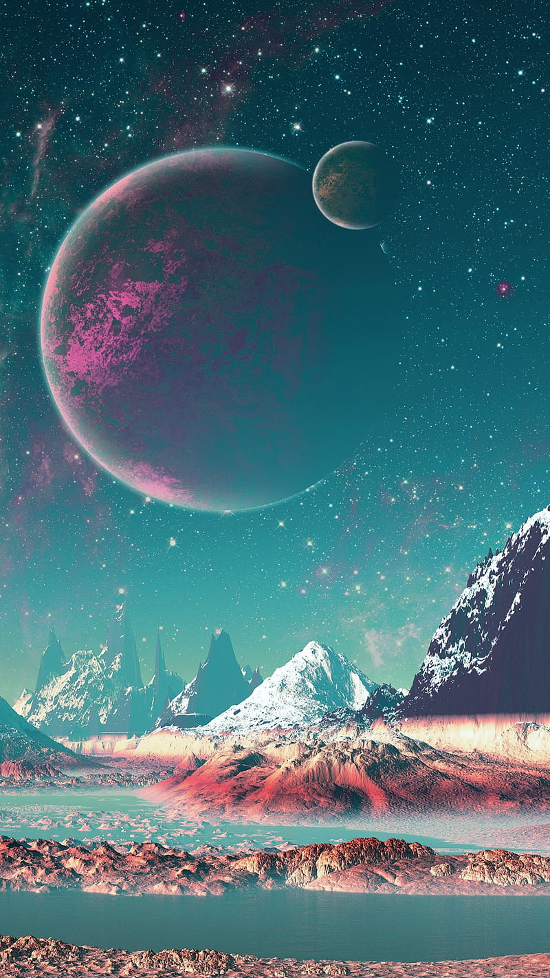 Space, moon, mountain, sky, HD phone wallpaper