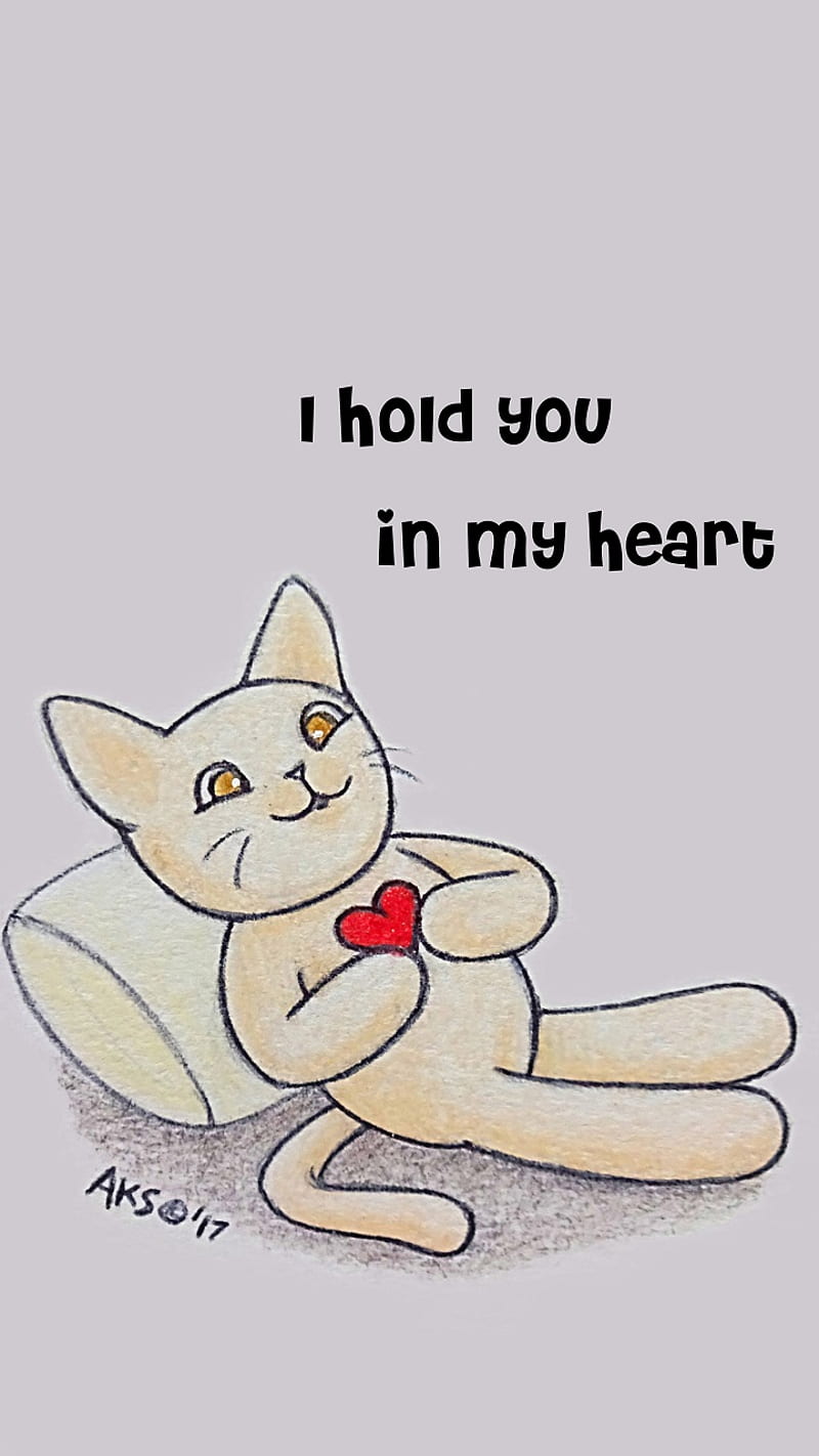 In My Heart Kitty, always, animals, anime, art, cartoon, cat, cute, doll,  drawn, HD phone wallpaper | Peakpx