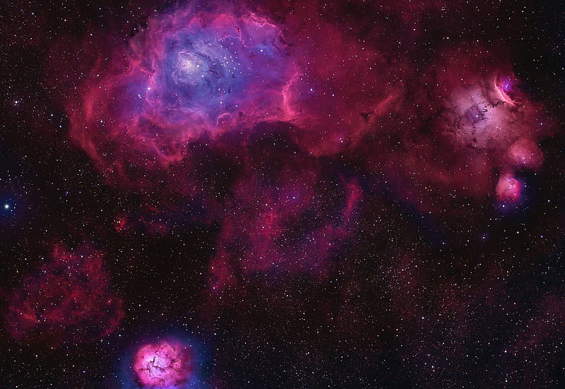 A Sagittarius Triplet, stars, cool, space, fun, galaxies, HD wallpaper