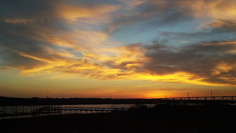 AICW Sunset, Atlantic Intracoastal Waterway, Sky, Southport, North Carolina, Sunset, HD wallpaper