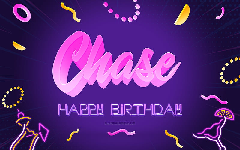 Happy Birtay Chase Purple Party Background, Chase, creative art, Happy Chase birtay, Chase name, Chase Birtay, Birtay Party Background, HD wallpaper