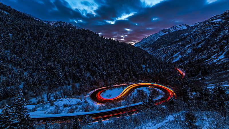 Timelapse graphy of curved road between mountain with trees, HD wallpaper |  Peakpx
