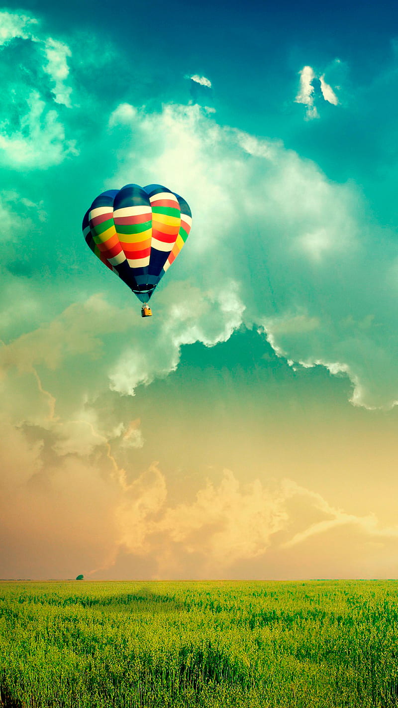 Balloon in sky, colors, nature, HD phone wallpaper