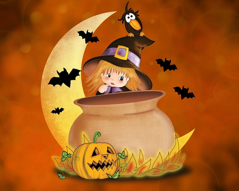 Happy Halloween, fear, lovely, holiday, halloween, bonito, happy, moon ...