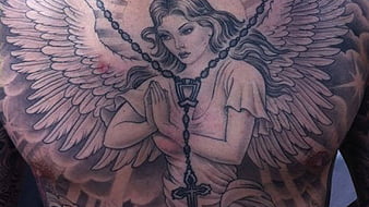Cross with angel Wings  Cross with wings tattoo Wings tattoo Back tattoo