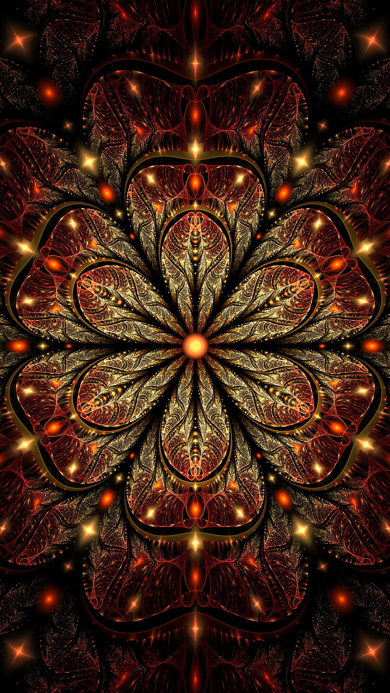fractal design, flower, shapes, digital art, pattern, Abstract, HD phone wallpaper