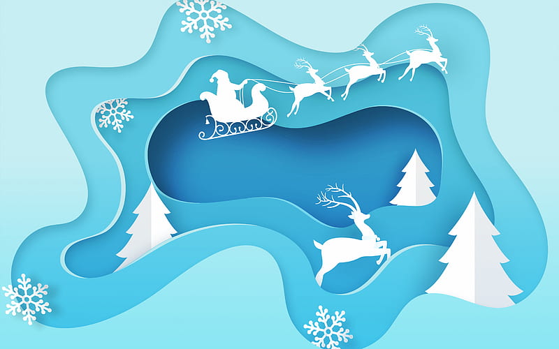 winter background, winter paper landscape, winter art, blue winter background, HD wallpaper