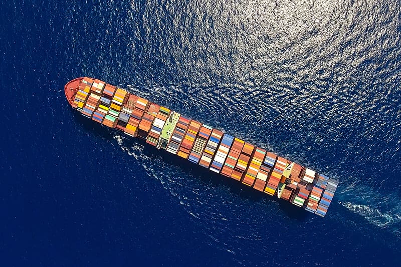 Ocean, Ship, Aerial, Container, Vehicles, Container Ship, HD wallpaper