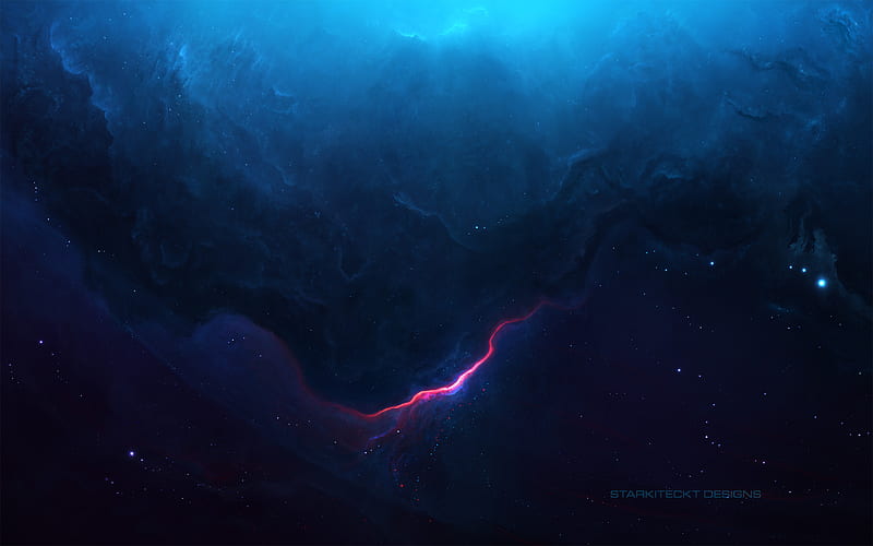 Blue Nebula Scenery, universe, digital-universe, galaxy, nebula, artist, artwork, digital-art, HD wallpaper