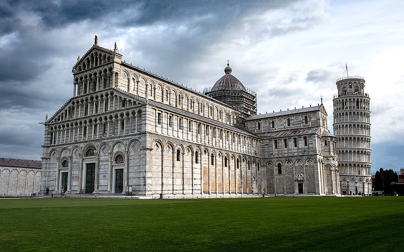 Cathedral of Pisa, Italy, cathedral, Pisa, Italy, tower, HD wallpaper