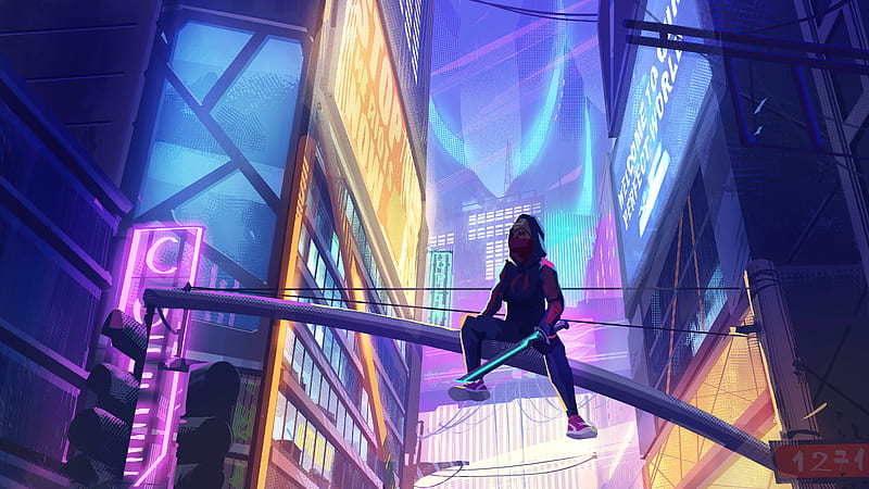 Dive into a futuristic cyberpunk cityscape in this captivating 4K anime  wallpaper 26481313 Stock Photo at Vecteezy