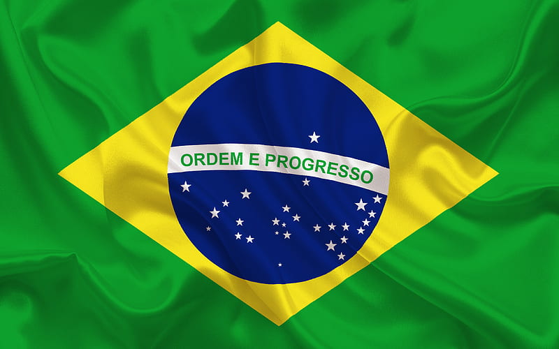 Brazilian flag, Brazil, flag of Brazil, silk fabric, HD wallpaper