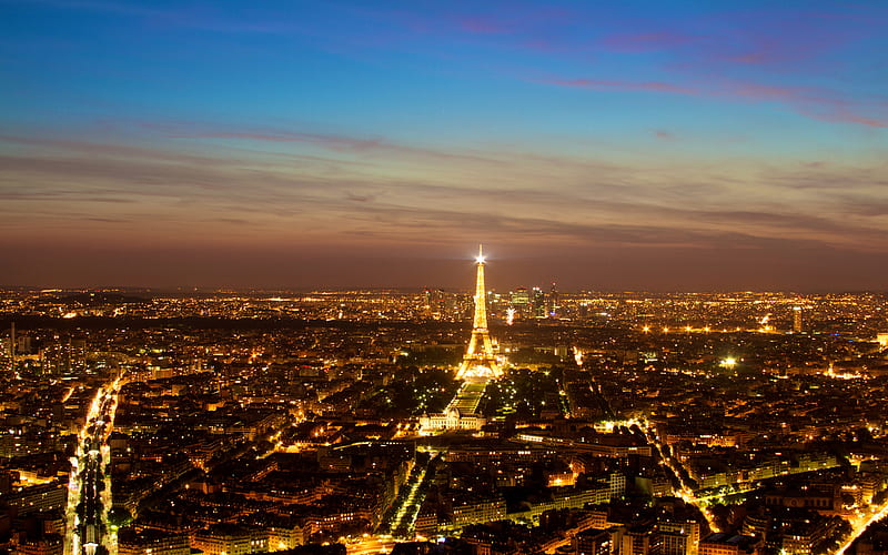 Parisian Dusk, architecture, dusk, city, lights, HD wallpaper