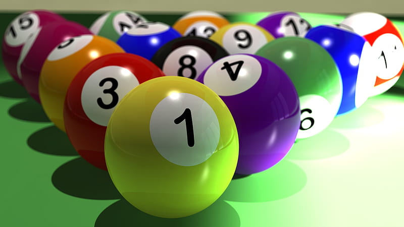 Rack'em Up, colorful, colors, game, numbers, fun, pool table, pool, balls, billiards, HD wallpaper