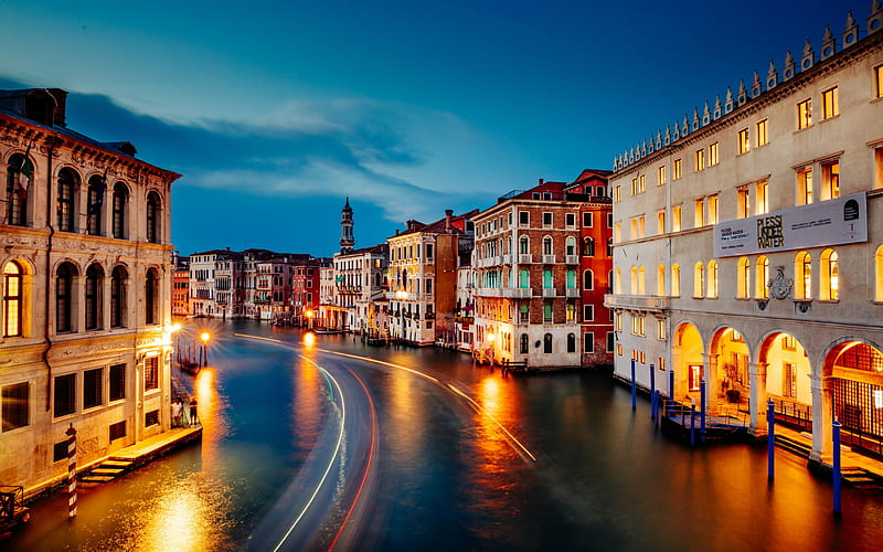 Venice, Grand Canal, evening, sunset, Italy, Attractions, HD wallpaper