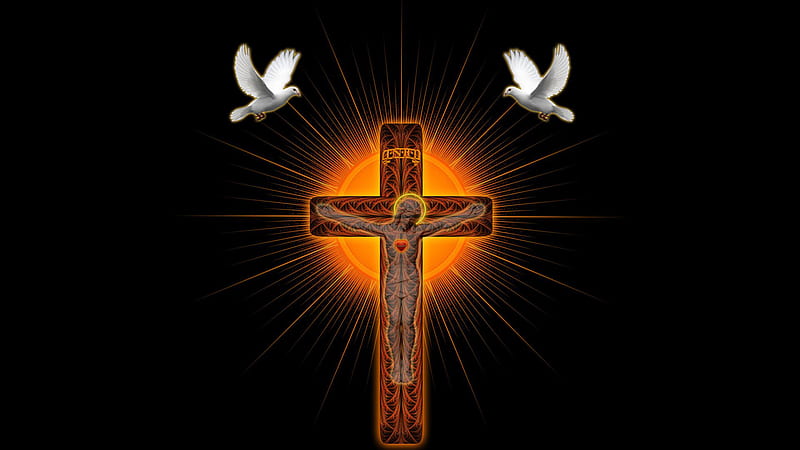 Of Jesus On Cross With Lighting And Black Background With Birds Jesus, HD  wallpaper | Peakpx