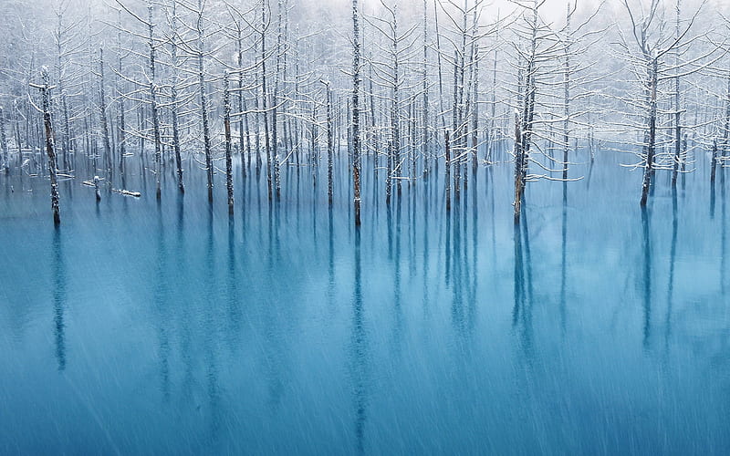 Lake snow blue pond-Mac OS, HD wallpaper