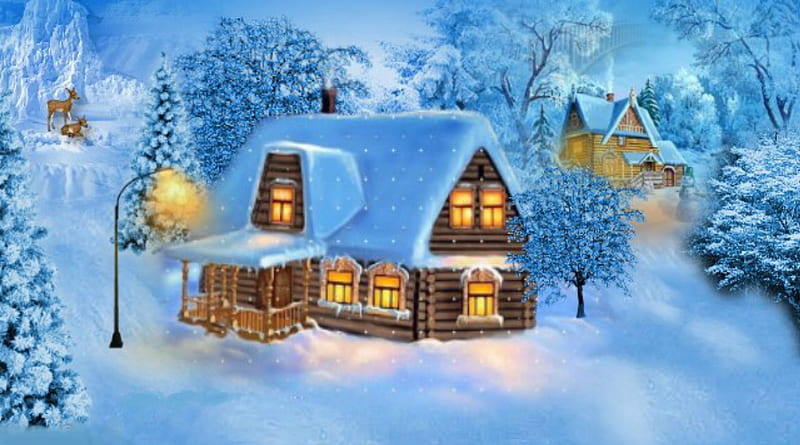 Winter Wonderland ~*~, winter nature, winter house, winter holidays ...