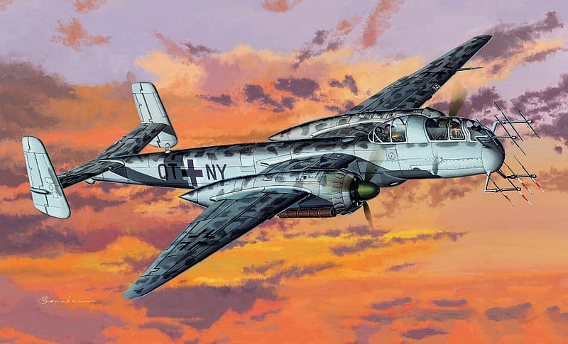 Heinkel He-219 Artwork, World War Two, Artwork, Heinkel He 219, Art, HD wallpaper