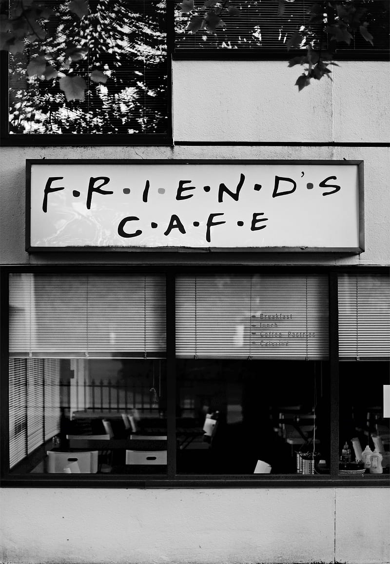 gray scale of Friends Cafe store, HD phone wallpaper
