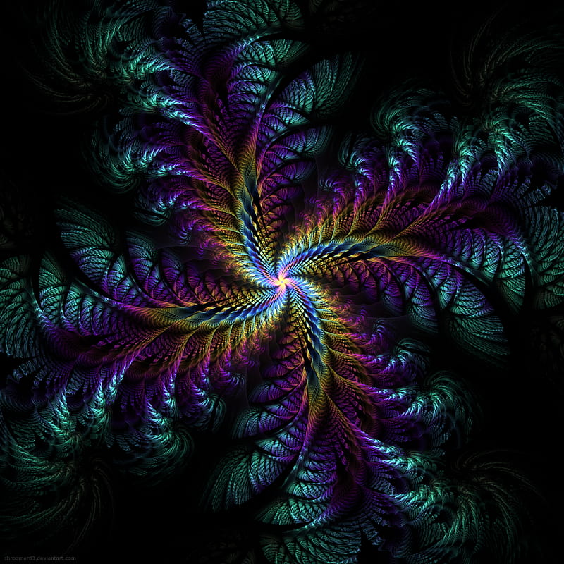 fractal, patterns, twisted, dark, HD phone wallpaper
