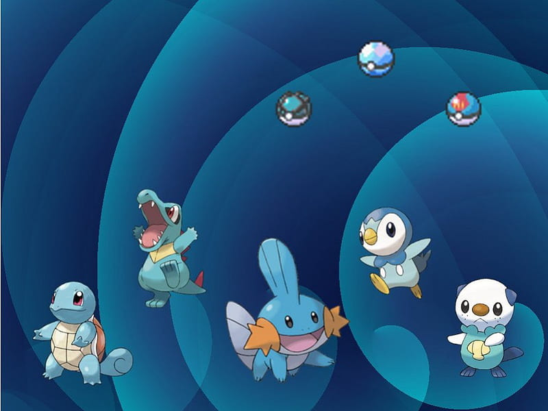 The Ones That Make The Water Flow, oshawott, water, todadile, squirtle, pokemon, piplup, mudkip, HD wallpaper