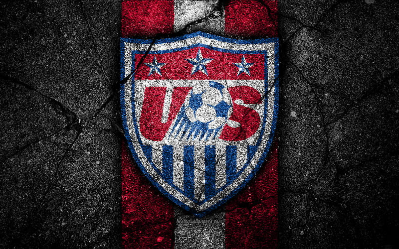 USA national football team emblem, CONCACAF, grunge, North America, asphalt texture, soccer, USA, logo, North American national teams, black stone, American football team, HD wallpaper