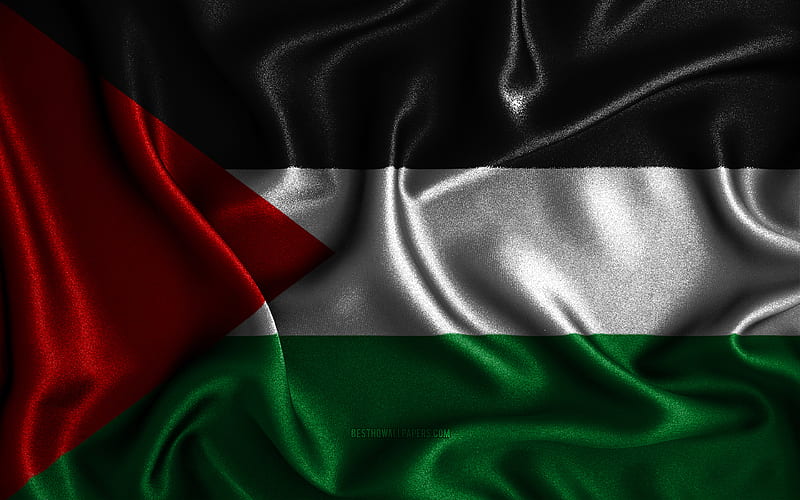 Palestinian flag, silk wavy flags, Asian countries, national symbols, Flag of Palestine, fabric flags, Palestine flag, 3D art, Palestine, Asia, Palestine 3D flag, HD wallpaper