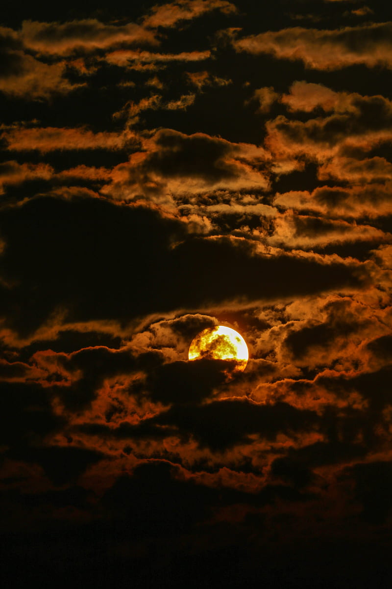 sun, clouds, sunset, sky, HD phone wallpaper