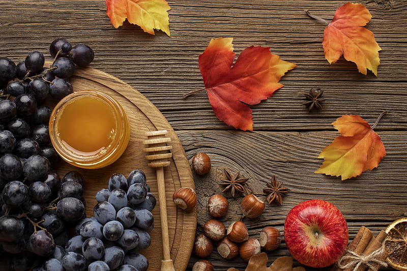 Food, Still Life, Apple, Chestnut, Fruit, Grapes, Honey, HD wallpaper