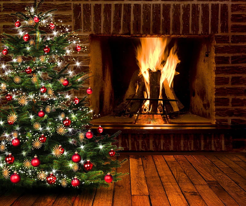 Christmas home, house, home, bonito, lights, fireplace, lovely, holiday,  time, HD wallpaper | Peakpx