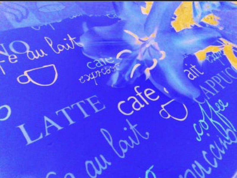 Time for a break?, latte, coffe, graphics, break, abstract, wall, blue, HD wallpaper