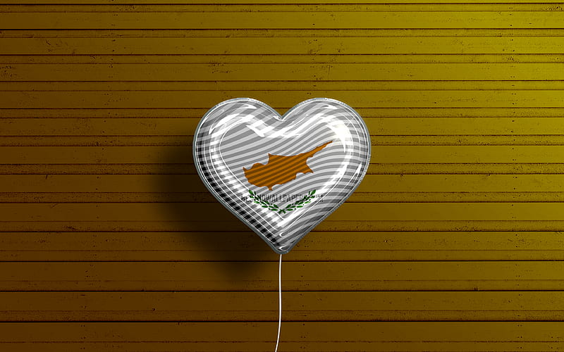 I Love Cyprus realistic balloons, blue wooden background, Cypriot flag heart, Europe, favorite countries, flag of Cyprus, balloon with flag, Cypriot flag, Andorra, Love Cyprus, HD wallpaper