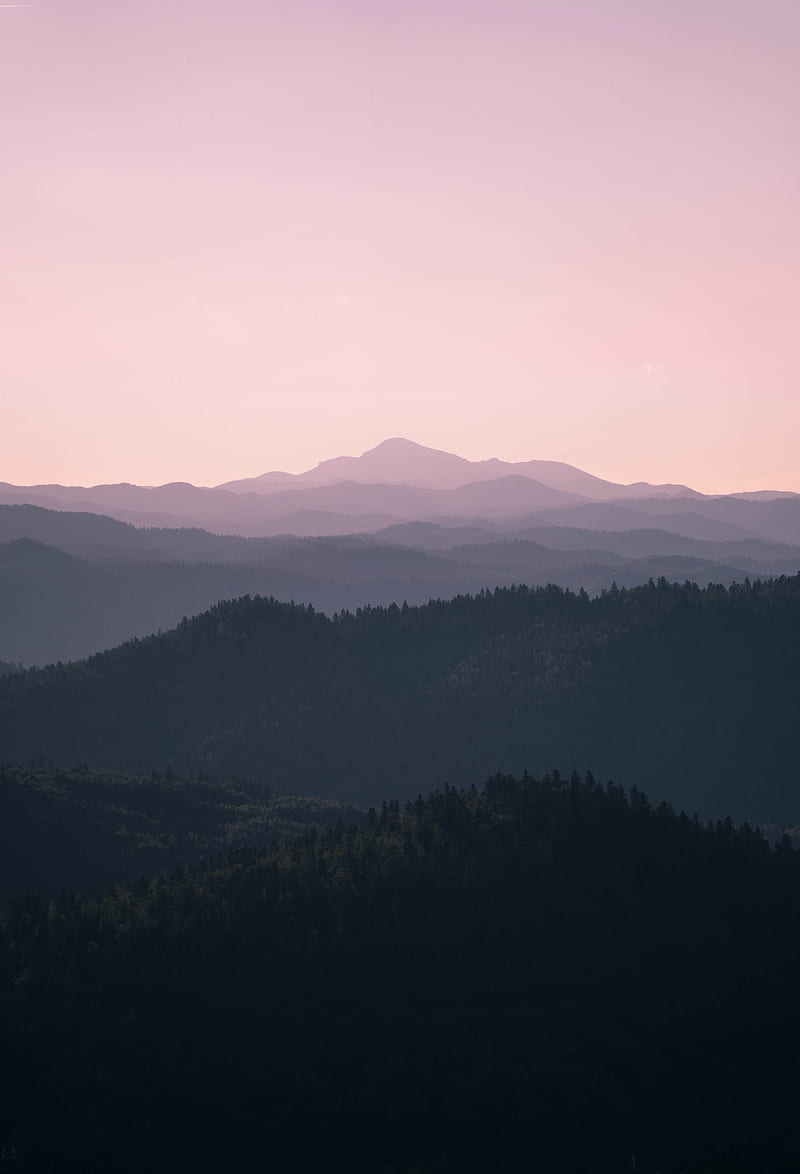 mountains, hills, peaks, distance, sky, HD phone wallpaper